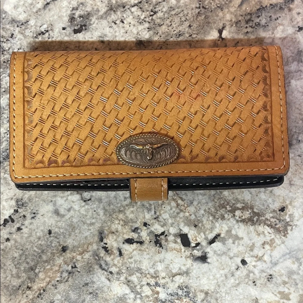 Western Tan and Black Woven Wallet